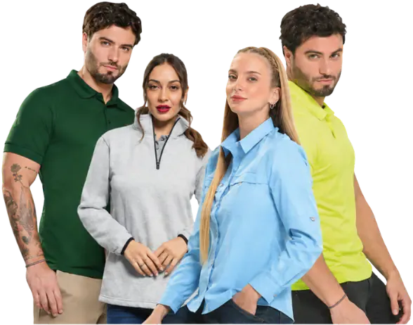 Grupo de modelos con playeras Fit Be Fresh
